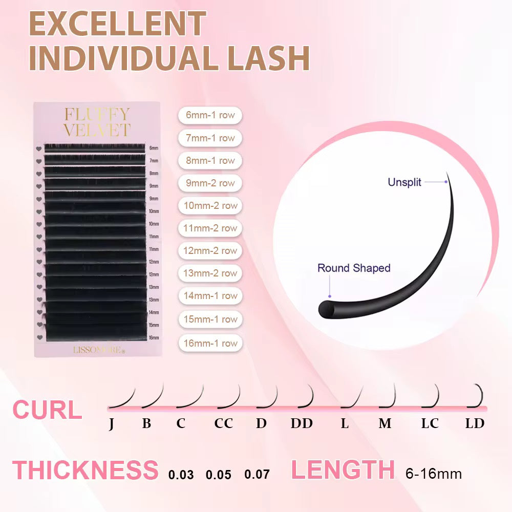 Fluffy Velvet Lashes tray 6-16mm
